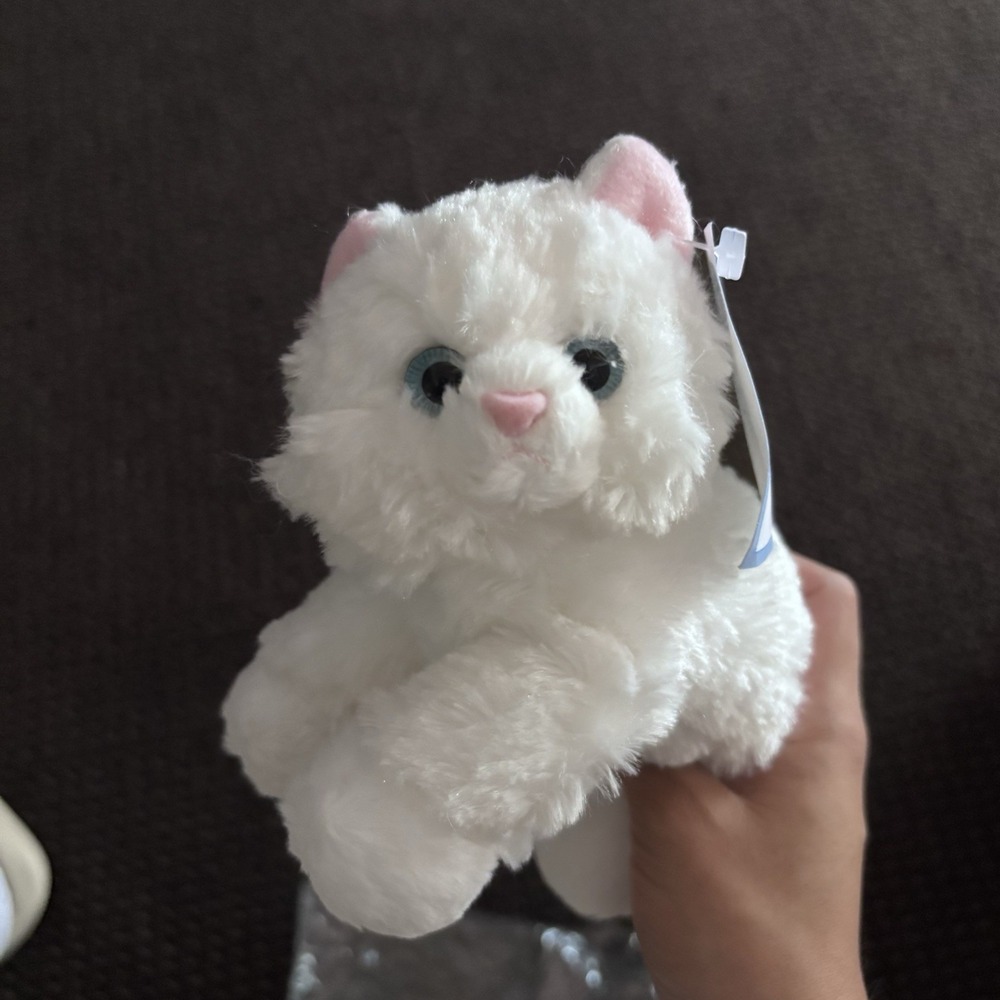 Pottery Barn Kids White Kitten Plush Toy Aurora Stuffed Animal Ages 18 Months+